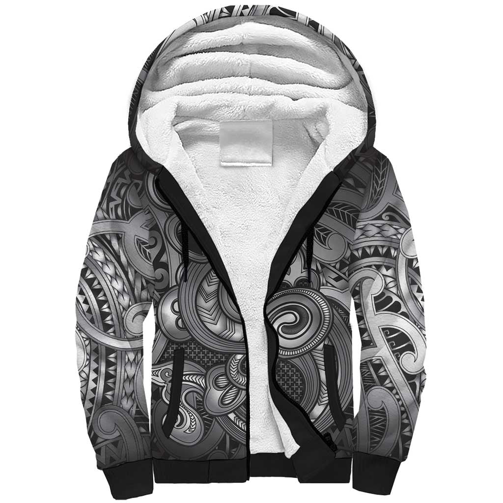 Aotearoa Maori Hei Tiki Sherpa Hoodie Kiwikiwi Kowhaiwhai Puhoro Motif