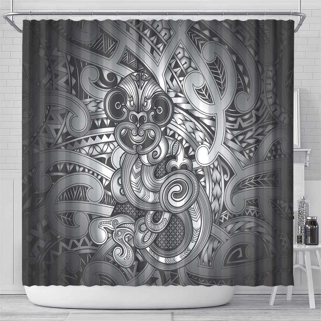 Aotearoa Maori Hei Tiki Shower Curtain Kiwikiwi Kowhaiwhai Puhoro Motif LT9 - Polynesian Pride