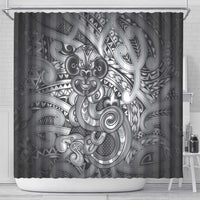 Aotearoa Maori Hei Tiki Shower Curtain Kiwikiwi Kowhaiwhai Puhoro Motif LT9 - Polynesian Pride