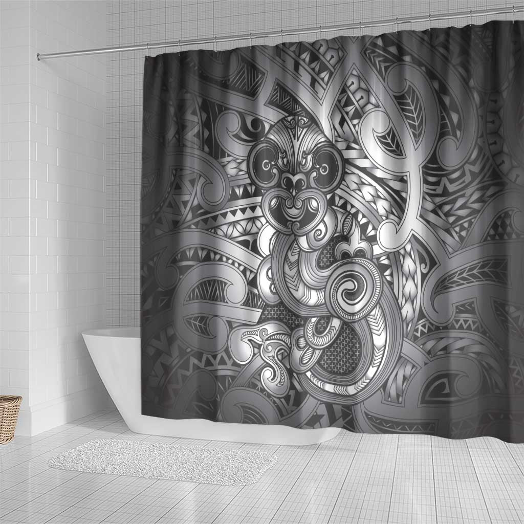 Aotearoa Maori Hei Tiki Shower Curtain Kiwikiwi Kowhaiwhai Puhoro Motif LT9 - Polynesian Pride