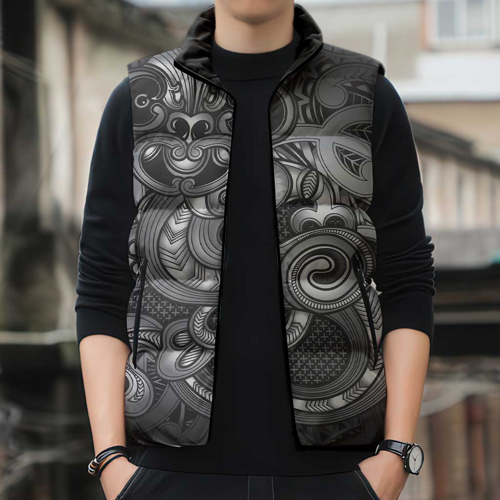 Aotearoa Maori Hei Tiki Sleeveless Puffer Jacket Kiwikiwi Kowhaiwhai Puhoro Motif LT9 - Polynesian Pride