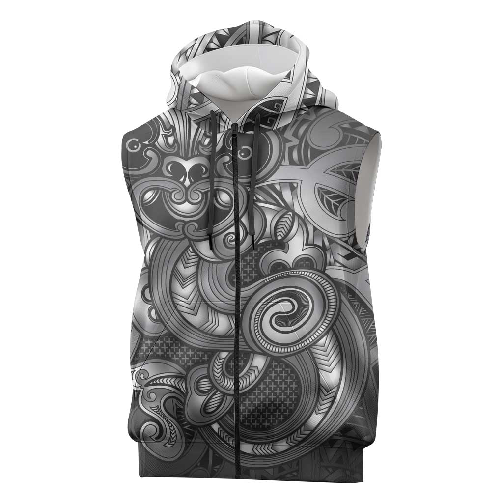 Aotearoa Maori Hei Tiki Sleeveless Zip Hoodie Kiwikiwi Kowhaiwhai Puhoro Motif