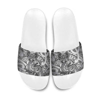Aotearoa Maori Hei Tiki Slide Sandals Kiwikiwi Kowhaiwhai Puhoro Motif LT9 Grey - Polynesian Pride