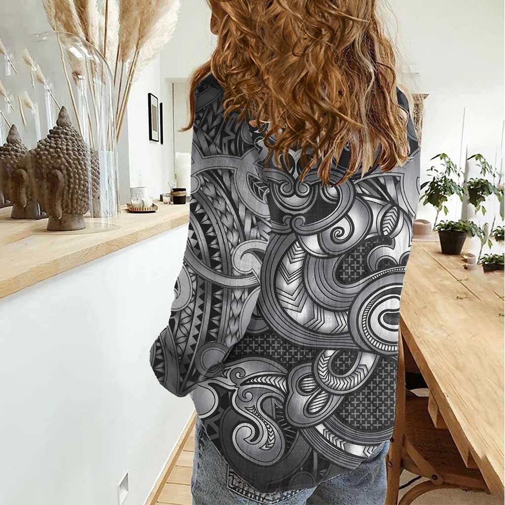 Aotearoa Maori Hei Tiki Women Casual Shirt Kiwikiwi Kowhaiwhai Puhoro Motif