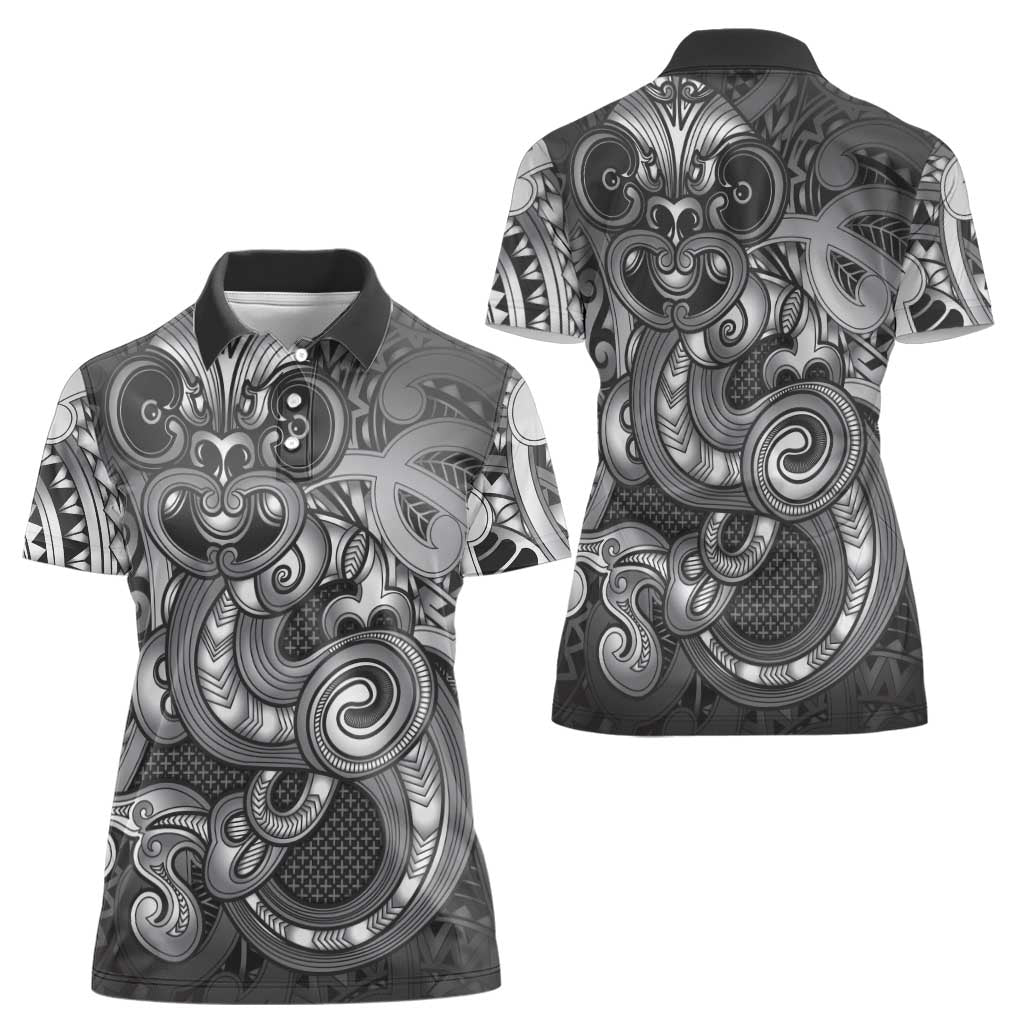 Aotearoa Maori Hei Tiki Women Polo Shirt Kiwikiwi Kowhaiwhai Puhoro Motif