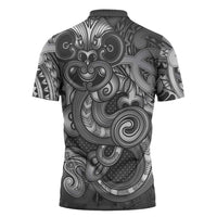 Aotearoa Maori Hei Tiki Zipper Polo Shirt Kiwikiwi Kowhaiwhai Puhoro Motif