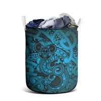 Aotearoa Maori Hei Tiki Laundry Basket Kikorangi Kowhaiwhai Puhoro Motif LT9 - Polynesian Pride