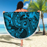 Aotearoa Maori Hei Tiki Beach Blanket Kikorangi Kowhaiwhai Puhoro Motif LT9 - Polynesian Pride