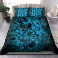 Aotearoa Maori Hei Tiki Bedding Set Kikorangi Kowhaiwhai Puhoro Motif