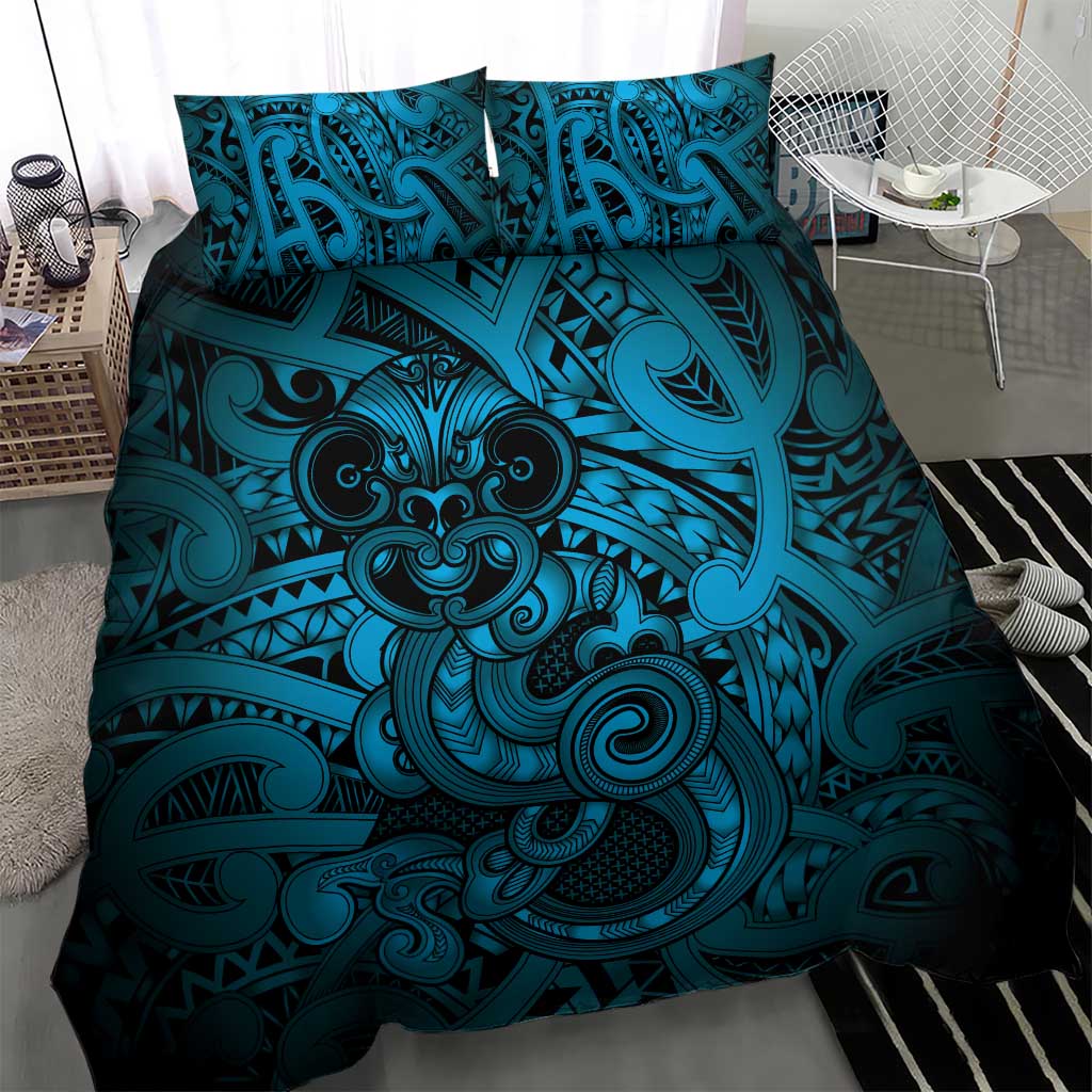 Aotearoa Maori Hei Tiki Bedding Set Kikorangi Kowhaiwhai Puhoro Motif