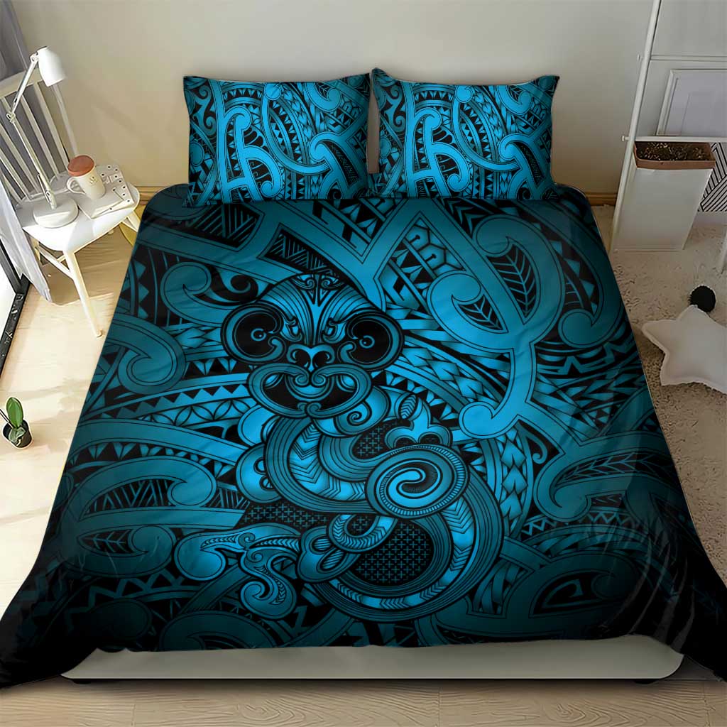Aotearoa Maori Hei Tiki Bedding Set Kikorangi Kowhaiwhai Puhoro Motif