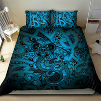 Aotearoa Maori Hei Tiki Bedding Set Kikorangi Kowhaiwhai Puhoro Motif
