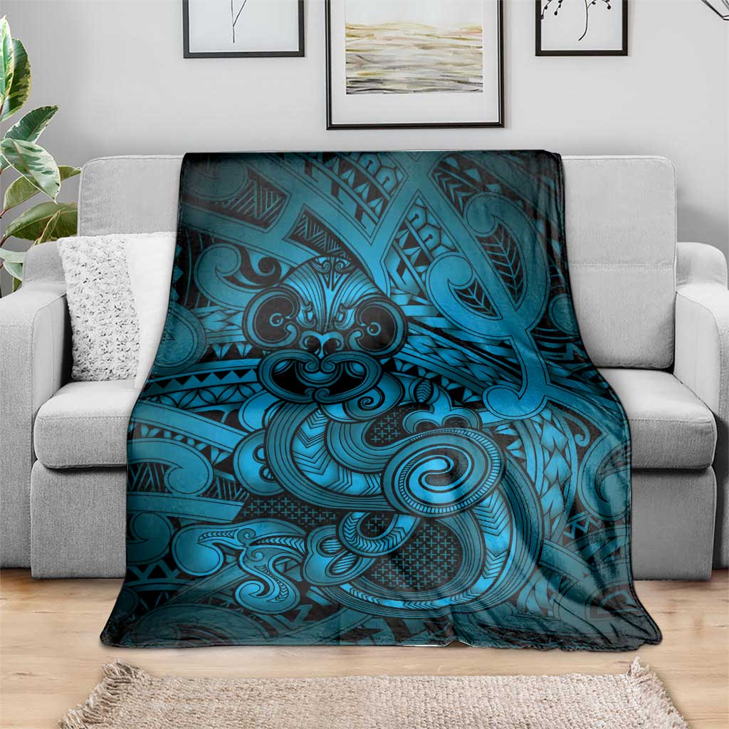 Aotearoa Maori Hei Tiki Blanket Kikorangi Kowhaiwhai Puhoro Motif