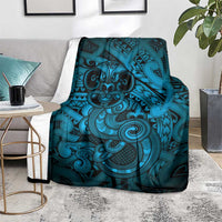Aotearoa Maori Hei Tiki Blanket Kikorangi Kowhaiwhai Puhoro Motif