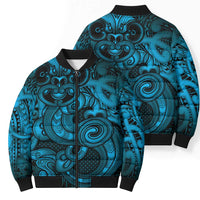 Aotearoa Maori Hei Tiki Bomber Puffer Jacket Kikorangi Kowhaiwhai Puhoro Motif