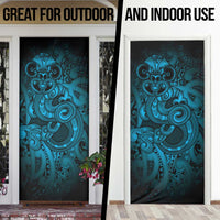 Aotearoa Maori Hei Tiki Door Cover Kikorangi Kowhaiwhai Puhoro Motif LT9 - Polynesian Pride