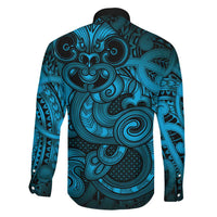 Aotearoa Maori Hei Tiki Family Matching Long Sleeve Bodycon Dress and Hawaiian Shirt Kikorangi Kowhaiwhai Puhoro Motif LT9 - Polynesian Pride