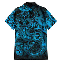 Aotearoa Maori Hei Tiki Family Matching Short Sleeve Bodycon Dress and Hawaiian Shirt Kikorangi Kowhaiwhai Puhoro Motif LT9 - Polynesian Pride