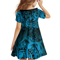 Aotearoa Maori Hei Tiki Family Matching Tank Maxi Dress and Hawaiian Shirt Kikorangi Kowhaiwhai Puhoro Motif LT9 - Polynesian Pride