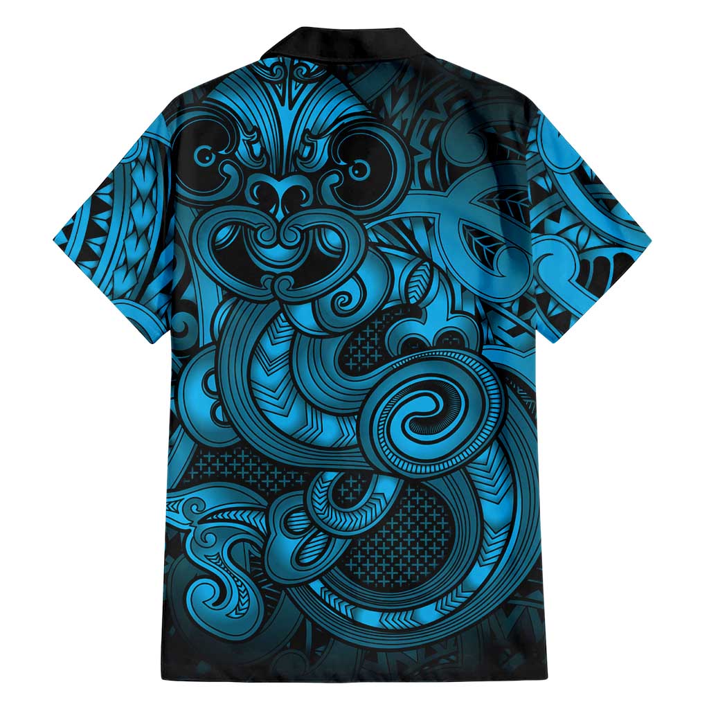 Aotearoa Maori Hei Tiki Hawaiian Shirt Kikorangi Kowhaiwhai Puhoro Motif
