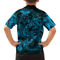 Aotearoa Maori Hei Tiki Kid Hawaiian Shirt Kikorangi Kowhaiwhai Puhoro Motif