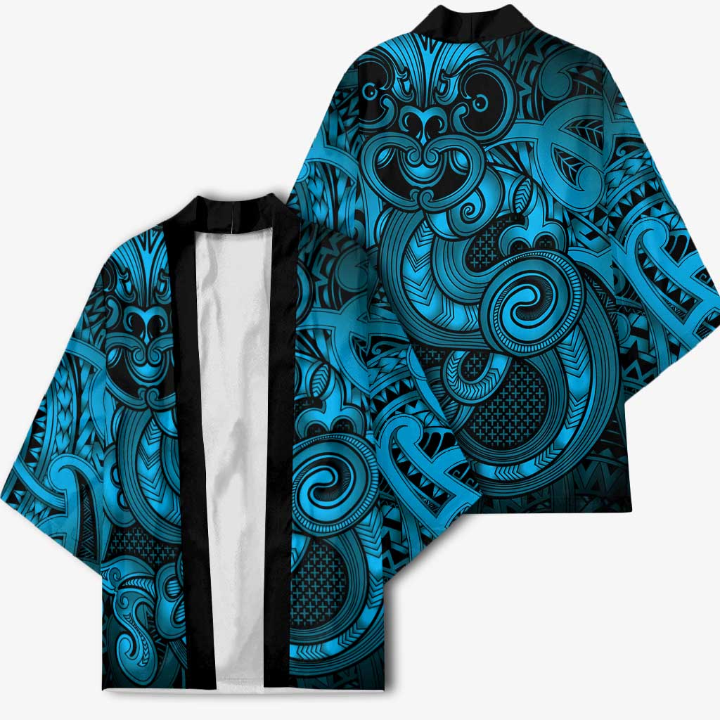 Aotearoa Maori Hei Tiki Kimono Kikorangi Kowhaiwhai Puhoro Motif LT9 - Polynesian Pride