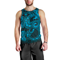 Aotearoa Maori Hei Tiki Men Tank Top Kikorangi Kowhaiwhai Puhoro Motif LT9 - Polynesian Pride