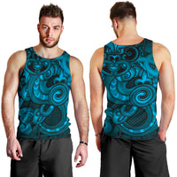 Aotearoa Maori Hei Tiki Men Tank Top Kikorangi Kowhaiwhai Puhoro Motif LT9 - Polynesian Pride