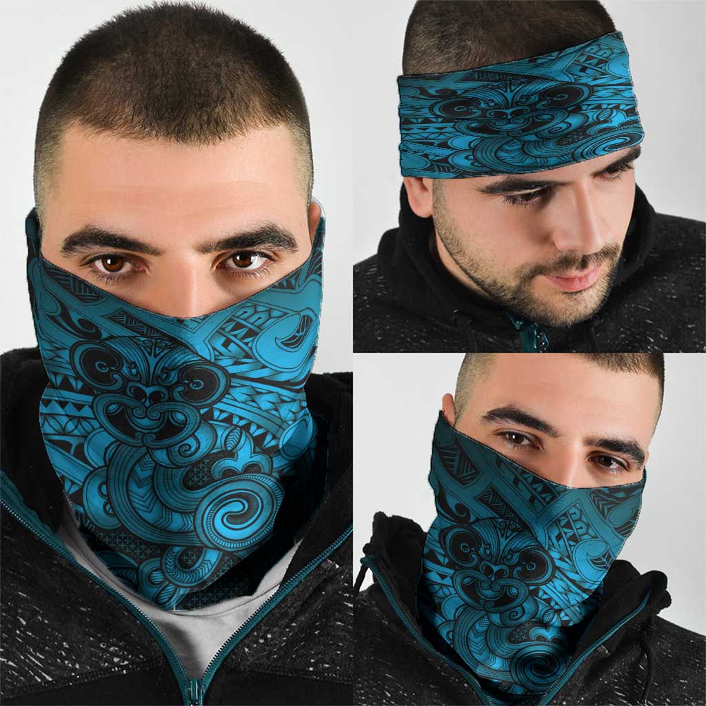 Aotearoa Maori Hei Tiki Neck Gaiter Kikorangi Kowhaiwhai Puhoro Motif LT9 - Polynesian Pride