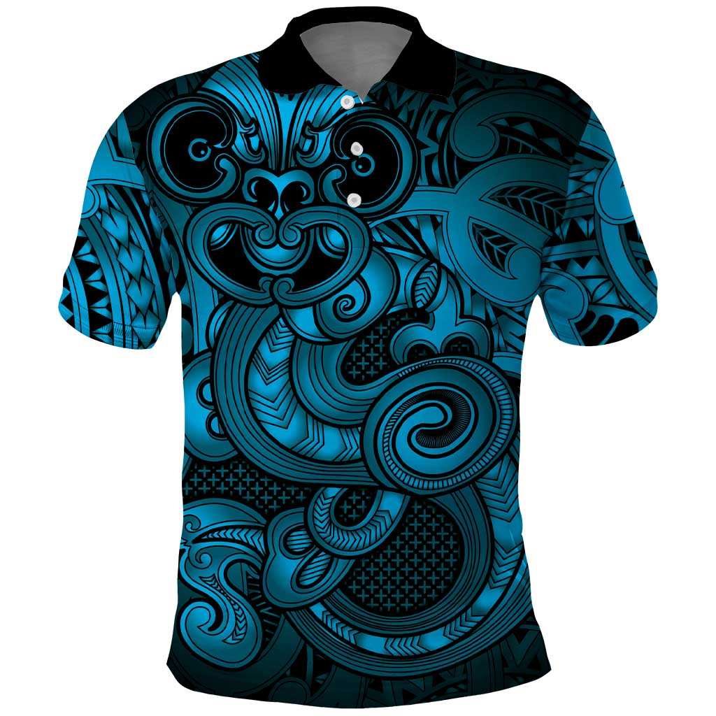 Aotearoa Maori Hei Tiki Polo Shirt Kikorangi Kowhaiwhai Puhoro Motif