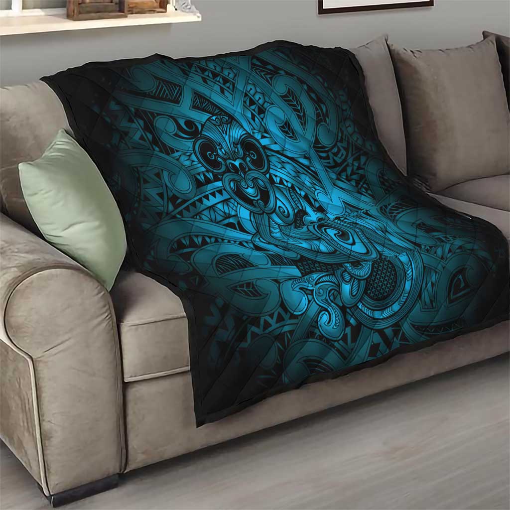 Aotearoa Maori Hei Tiki Quilt Kikorangi Kowhaiwhai Puhoro Motif LT9 - Polynesian Pride