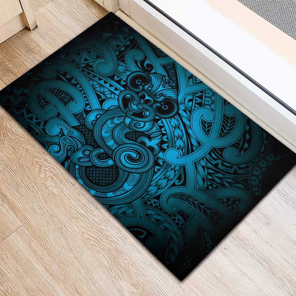 Aotearoa Maori Hei Tiki Rubber Doormat Kikorangi Kowhaiwhai Puhoro Motif LT9 - Polynesian Pride