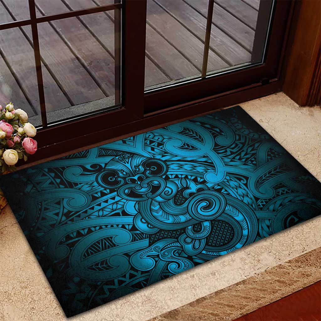 Aotearoa Maori Hei Tiki Rubber Doormat Kikorangi Kowhaiwhai Puhoro Motif LT9 - Polynesian Pride