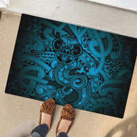Aotearoa Maori Hei Tiki Rubber Doormat Kikorangi Kowhaiwhai Puhoro Motif LT9 - Polynesian Pride