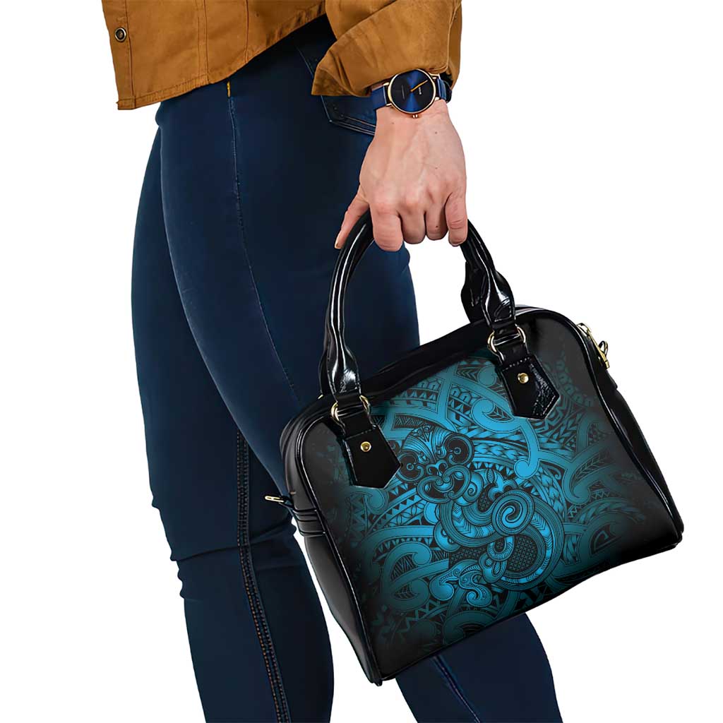 Aotearoa Maori Hei Tiki Shoulder Handbag Kikorangi Kowhaiwhai Puhoro Motif LT9 - Polynesian Pride
