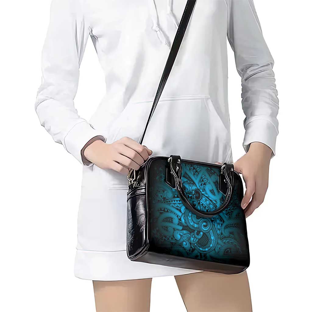 Aotearoa Maori Hei Tiki Shoulder Handbag Kikorangi Kowhaiwhai Puhoro Motif LT9 - Polynesian Pride