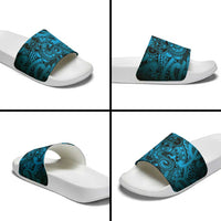 Aotearoa Maori Hei Tiki Slide Sandals Kikorangi Kowhaiwhai Puhoro Motif LT9 - Polynesian Pride