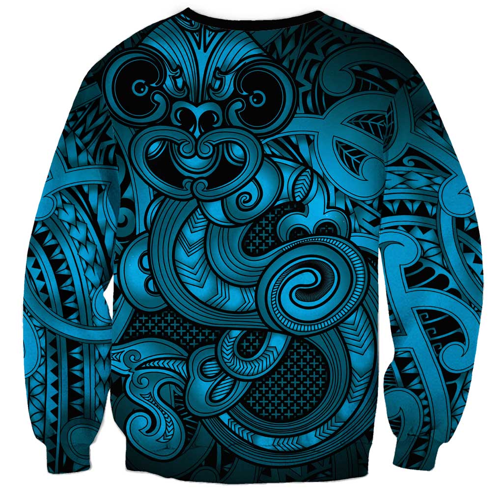 Aotearoa Maori Hei Tiki Sweatshirt Kikorangi Kowhaiwhai Puhoro Motif