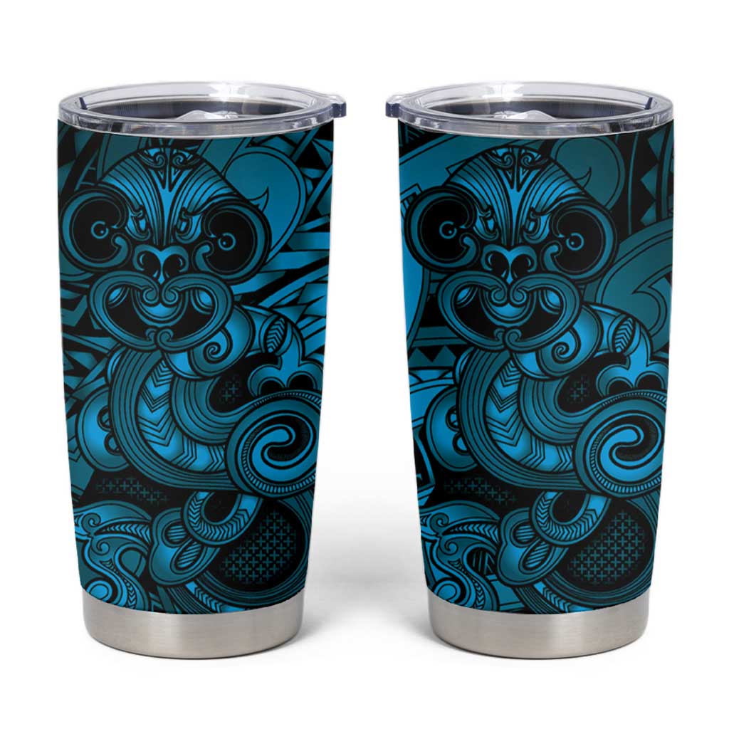 Aotearoa Maori Hei Tiki Tumbler Cup Kikorangi Kowhaiwhai Puhoro Motif LT9 Blue - Polynesian Pride