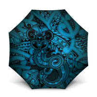 Aotearoa Maori Hei Tiki Umbrella Kikorangi Kowhaiwhai Puhoro Motif