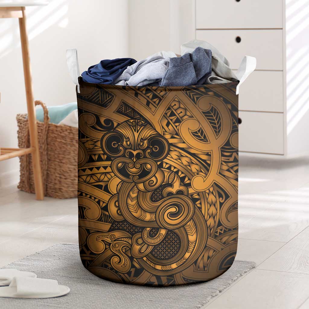 Aotearoa Maori Hei Tiki Laundry Basket Koura Kowhaiwhai Puhoro Motif