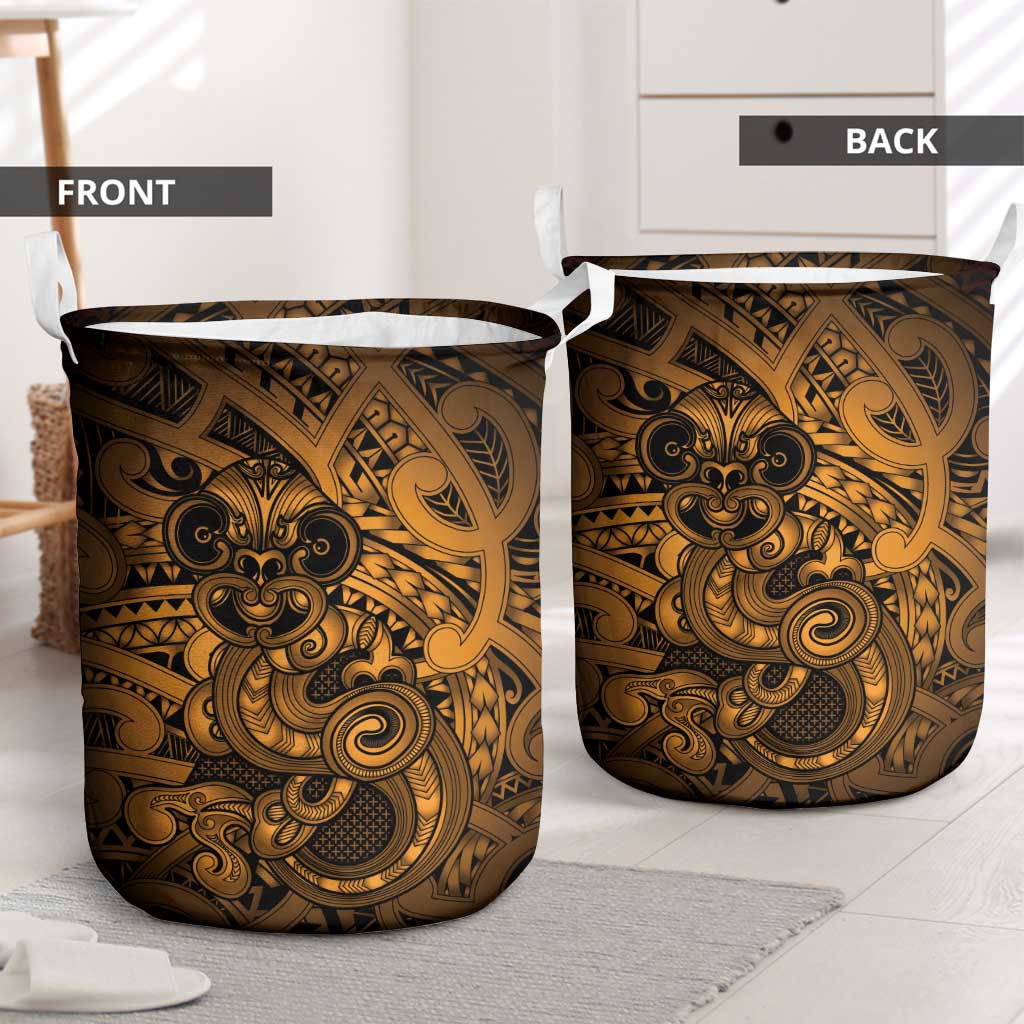 Aotearoa Maori Hei Tiki Laundry Basket Koura Kowhaiwhai Puhoro Motif