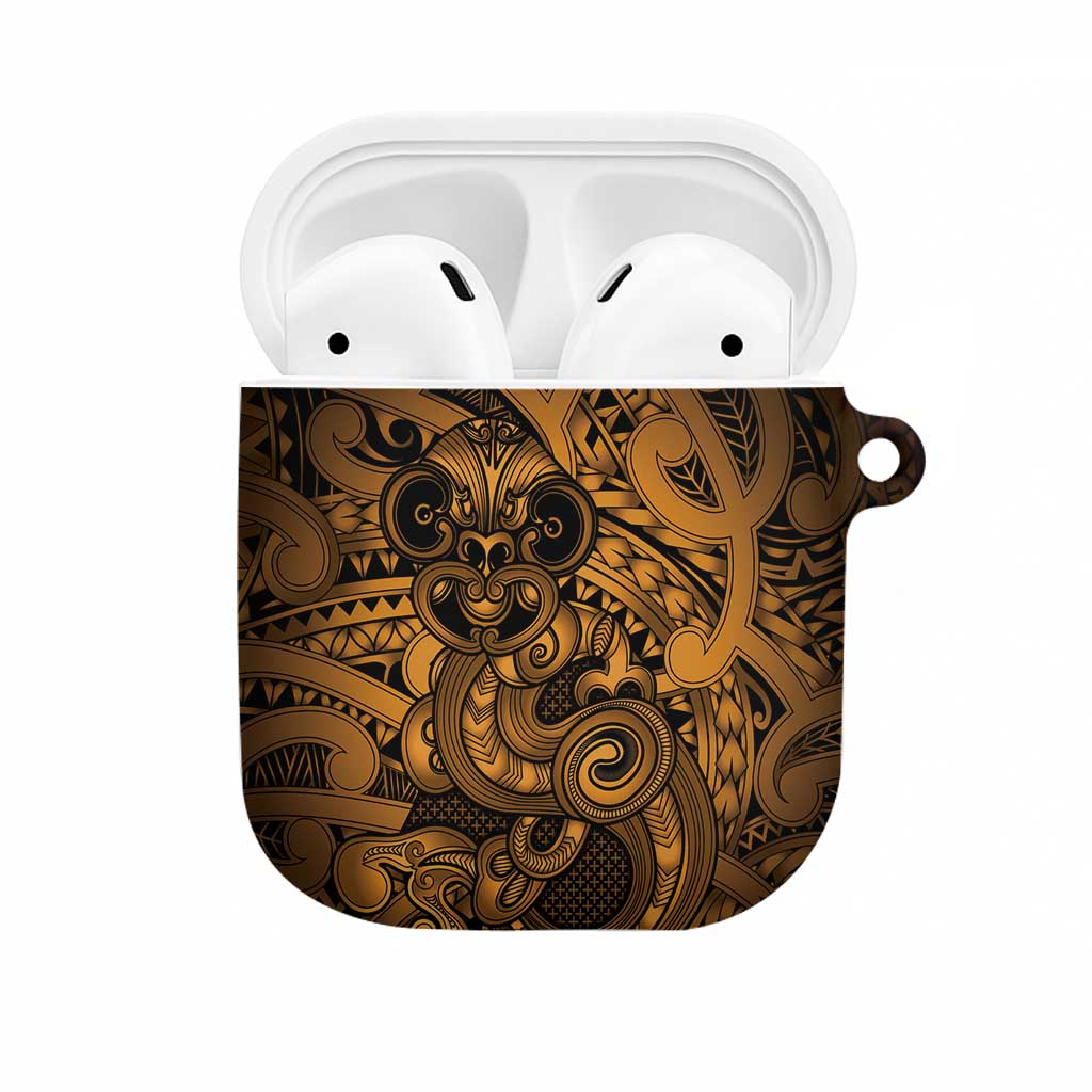 Aotearoa Maori Hei Tiki AirPods Case Koura Kowhaiwhai Puhoro Motif LT9 Gold - Polynesian Pride