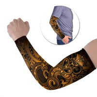 Aotearoa Maori Hei Tiki Arm Sleeves Koura Kowhaiwhai Puhoro Motif LT9 Set of 2 Gold - Polynesian Pride