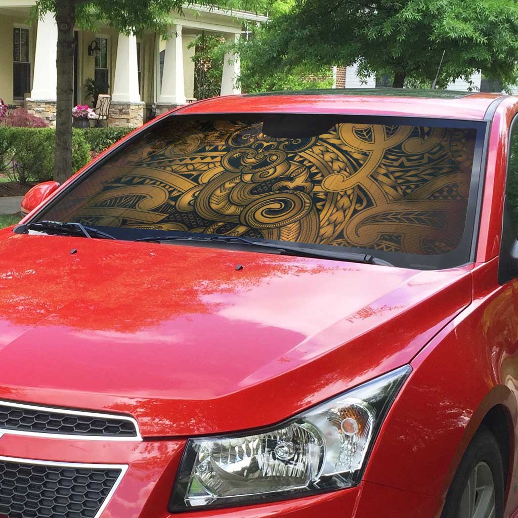 Aotearoa Maori Hei Tiki Auto Sun Shade Koura Kowhaiwhai Puhoro Motif LT9 - Polynesian Pride