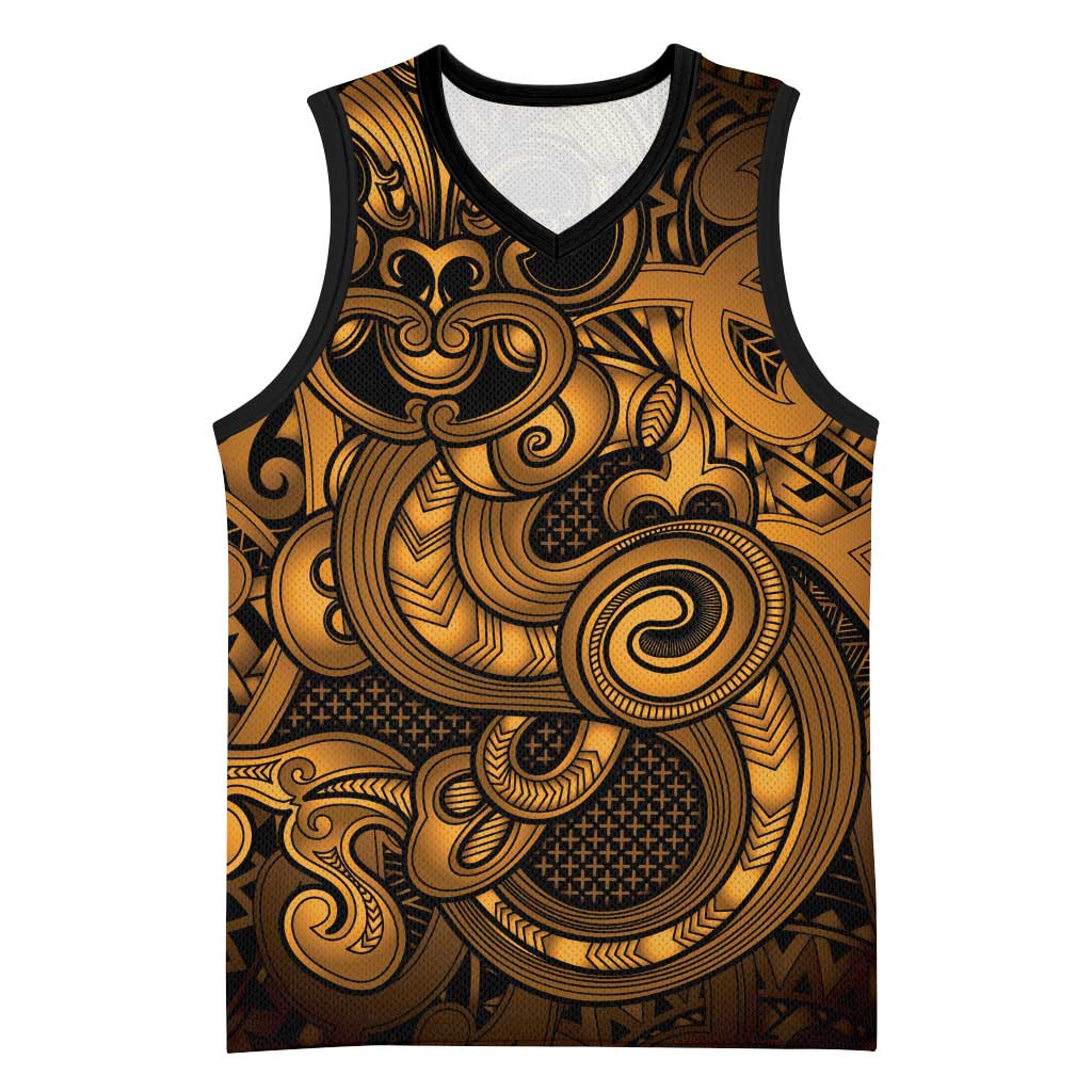 Aotearoa Maori Hei Tiki Basketball Jersey Koura Kowhaiwhai Puhoro Motif