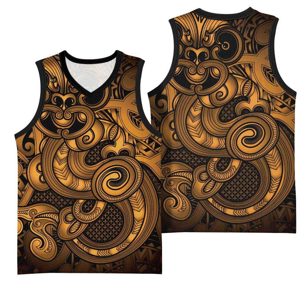 Aotearoa Maori Hei Tiki Basketball Jersey Koura Kowhaiwhai Puhoro Motif