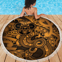 Aotearoa Maori Hei Tiki Beach Blanket Koura Kowhaiwhai Puhoro Motif