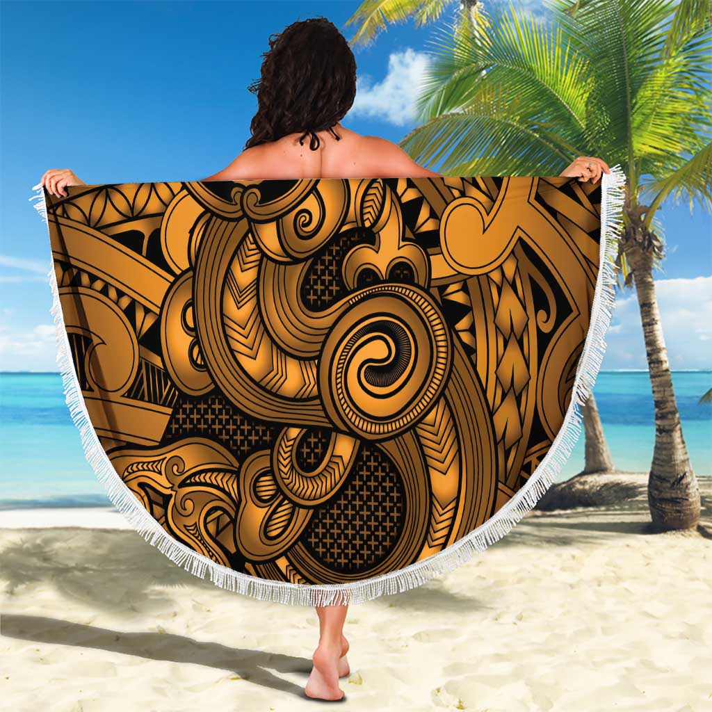 Aotearoa Maori Hei Tiki Beach Blanket Koura Kowhaiwhai Puhoro Motif