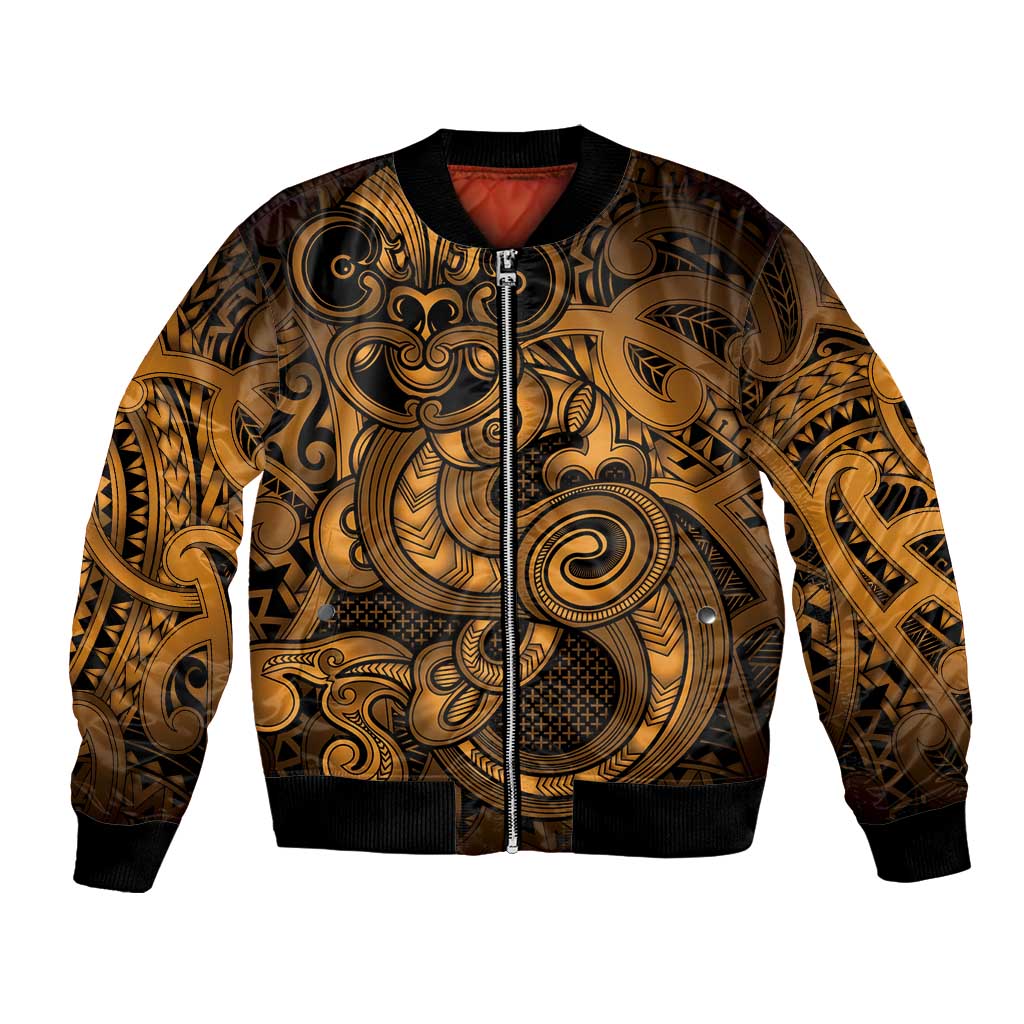 Aotearoa Maori Hei Tiki Bomber Jacket Koura Kowhaiwhai Puhoro Motif